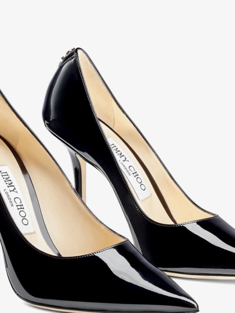 Jimmy Choo Black Patent Leather Pointed Pumps with Stiletto Heel